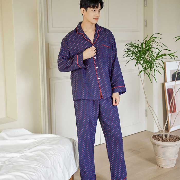 201260 남자잠옷 잠옷세트 면 폴리 잠옷 긴팔잠옷 파자마 홈웨어