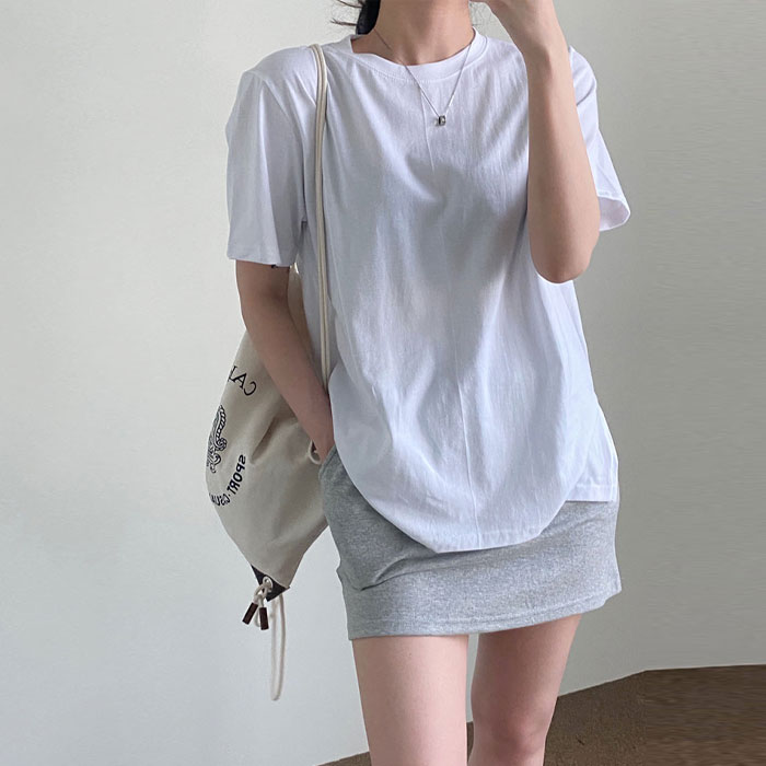 400689 여성 상의 반팔 레이어드 잠옷 홈웨어 티셔츠 사계절