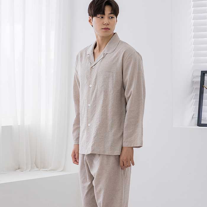 201887 남자잠옷 상하세트 면 레이온 잠옷 긴팔잠옷 홈웨어 파자마