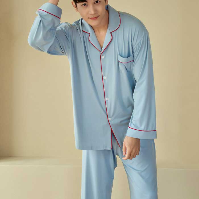 200996 남자잠옷 잠옷세트 폴리 스판 잠옷 긴팔잠옷 파자마