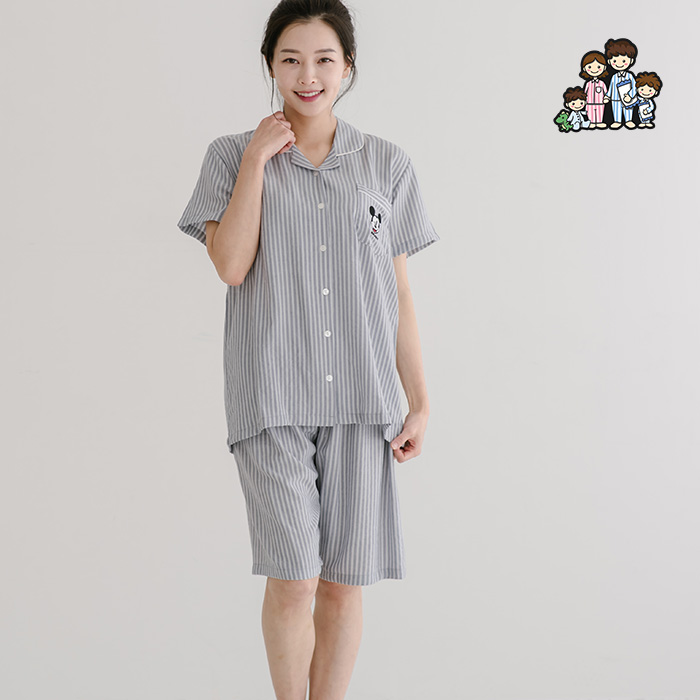 400319 여자잠옷 상하세트 반팔 여름 잠옷 스트라이프 국내생산