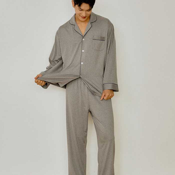 202570 남자잠옷 상하세트 폴리 스판 잠옷 긴팔잠옷 홈웨어 파자마