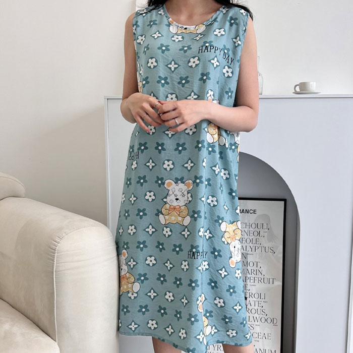 501152 잠옷 원피스 민소매 인견 여름 홈웨어 드레스